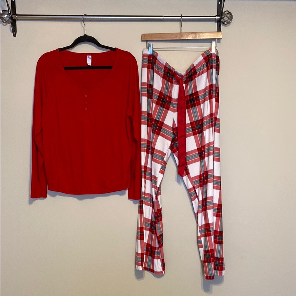 Stars Above Red and Plaid Pajama Set